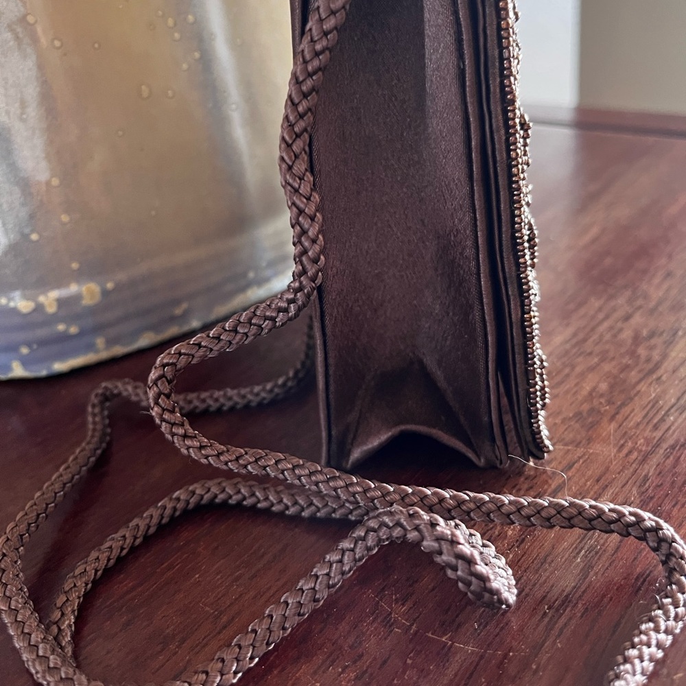 Fabric embellished Bijoux Terner brown bag - Picture 4 of 8